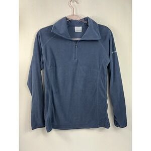 Columbia Sportswear Shirt Women's Sz M Blue Long Sleeve 1/4 Zip‎ Collared Logo
